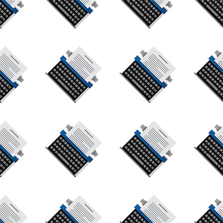 simsearch:400-04624328,k - Seamless vector pattern with gray typewriters on white background. Foto de stock - Super Valor sin royalties y Suscripción, Código: 400-07828339