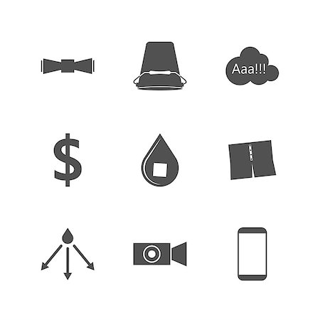 Set of black silhouette vector icons with symbols of popular project on white background. Stock Photo - Budget Royalty-Free & Subscription, Code: 400-07828330