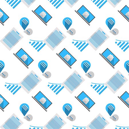 simsearch:400-06952963,k - Seamless vector pattern with blue elements for business on white background. Stock Photo - Budget Royalty-Free & Subscription, Code: 400-07828340