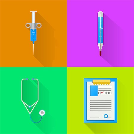 simsearch:400-05203733,k - Set of colored flat square vector icons for equipment for doctor. Foto de stock - Super Valor sin royalties y Suscripción, Código: 400-07828342