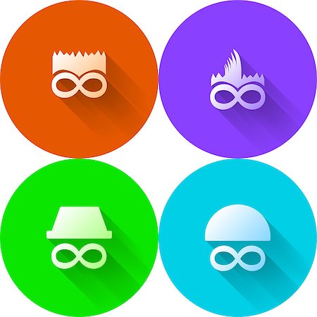 simsearch:400-06695587,k - Set of circle colored vector icons with white silhouette abstract characters on white background. Stock Photo - Budget Royalty-Free & Subscription, Code: 400-07828343