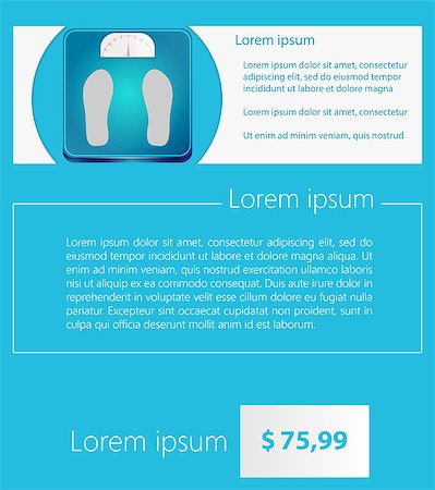 Flat vector illustration of blue Floor scales with sample text and price on blue background. Photographie de stock - Aubaine LD & Abonnement, Code: 400-07828358