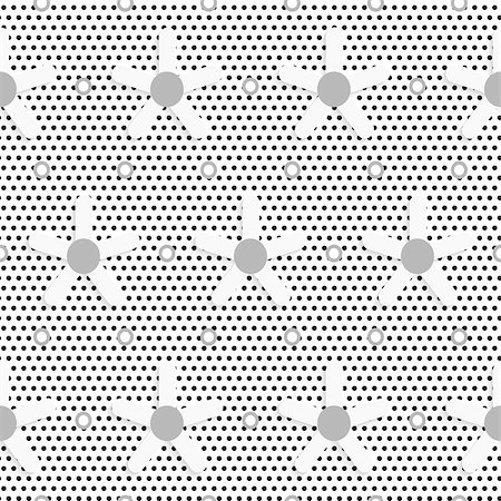 simsearch:400-07616809,k - Seamless abstract background of white 3d shapes with realistic shadow and cut out of paper effect. White daisy flower on black dots textured pattern. Stock Photo - Budget Royalty-Free & Subscription, Code: 400-07828517