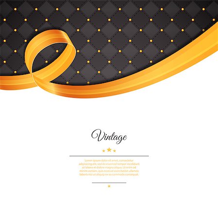 simsearch:400-07759145,k - Vector illustration of Vintage template with gold ribbon Stock Photo - Budget Royalty-Free & Subscription, Code: 400-07828691