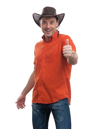 man in a cowboy hat isolated on white background Stock Photo - Budget Royalty-Free & Subscription, Code: 400-07828833