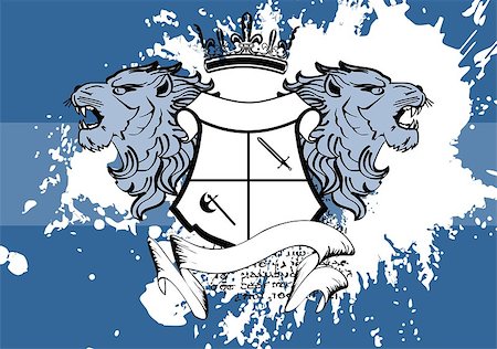 heraldic lion head coat of arms background in vector format Stock Photo - Budget Royalty-Free & Subscription, Code: 400-07829031