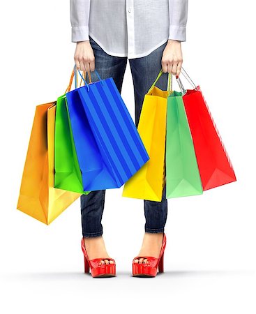 simsearch:400-06092781,k - Women Holding Shopping Bags Photographie de stock - Aubaine LD & Abonnement, Code: 400-07829143