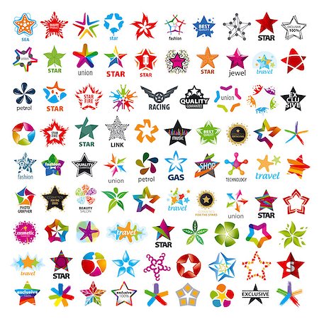 biggest collection of vector logos five-pointed stars Photographie de stock - Aubaine LD & Abonnement, Code: 400-07829157