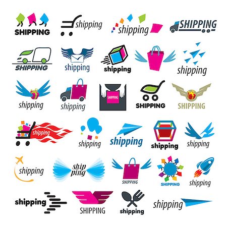 speeding truck - biggest collection of vector logos of shipping Stock Photo - Budget Royalty-Free & Subscription, Code: 400-07829162