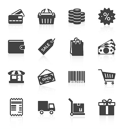 simsearch:400-08696973,k - Set of gray shopping icons on white background. Vector illustration Photographie de stock - Aubaine LD & Abonnement, Code: 400-07829180