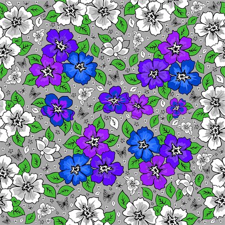 simsearch:400-07933390,k - Illustration of seamless floral background in lilac, blue, green and grey colours Photographie de stock - Aubaine LD & Abonnement, Code: 400-07829200