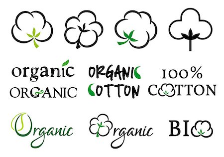 Organic cotton symbols, vector set Stock Photo - Budget Royalty-Free & Subscription, Code: 400-07829217