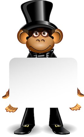 simsearch:400-09085104,k - illustration monkey in a top hat with white background Stockbilder - Microstock & Abonnement, Bildnummer: 400-07829288