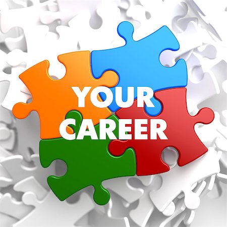 simsearch:400-08618963,k - Your Career on Multicolor Puzzle on White Background. Stock Photo - Budget Royalty-Free & Subscription, Code: 400-07829323