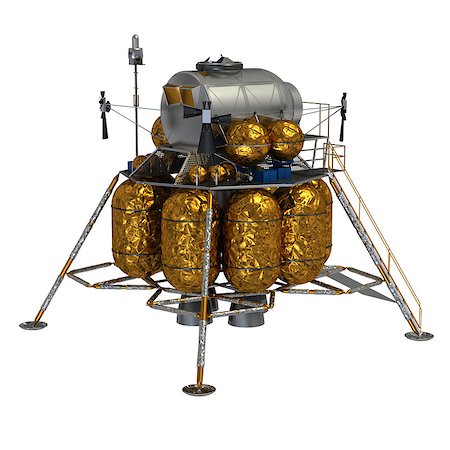 simsearch:400-07553899,k - 3D Model Of Lunar Lander On White Background. Foto de stock - Super Valor sin royalties y Suscripción, Código: 400-07829369