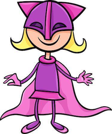 simsearch:400-08557140,k - Cartoon Illustration of Cute Girl in Superhero Costume Stockbilder - Microstock & Abonnement, Bildnummer: 400-07829403