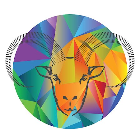 colorful illustration with goat head on a polygonal  background Stock Photo - Budget Royalty-Free & Subscription, Code: 400-07829455