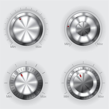 simsearch:400-04824718,k - Cool metallic volume controllers with different designs Stock Photo - Budget Royalty-Free & Subscription, Code: 400-07829592