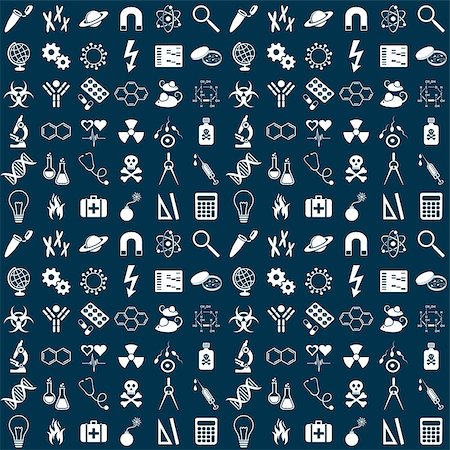 Seamless vector pattern with white science symbols Stockbilder - Microstock & Abonnement, Bildnummer: 400-07829627