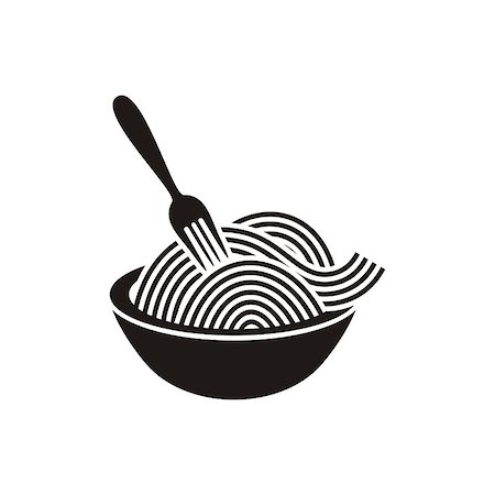 simsearch:400-05745083,k - Spaghetti or noodle with fork black vector icon Fotografie stock - Microstock e Abbonamento, Codice: 400-07829633