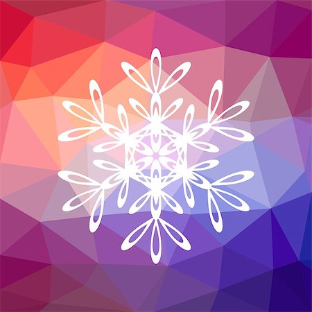 simsearch:400-07331919,k - White vector snowflake on colorful mosaic triangle background Stock Photo - Budget Royalty-Free & Subscription, Code: 400-07829641