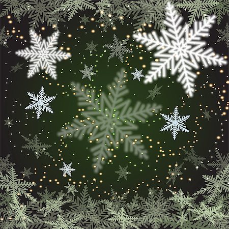 simsearch:400-08407579,k - Christmas snowflakes on green background. Vector illustration. Photographie de stock - Aubaine LD & Abonnement, Code: 400-07829665
