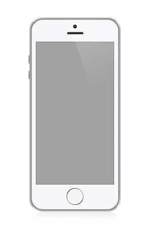 simsearch:400-08978209,k - White modern smart phone illustration. Perfectly detailed. Isolated on white background Stock Photo - Budget Royalty-Free & Subscription, Code: 400-07829783