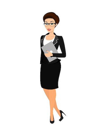 professora universitária - Business woman wearing black suit. Isolated on white Foto de stock - Royalty-Free Super Valor e Assinatura, Número: 400-07829833