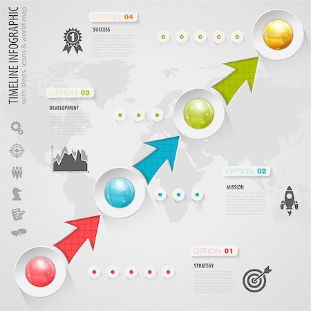 Business Timeline Infographic with Buttons, Icons and Number Options. Vector Template Stockbilder - Microstock & Abonnement, Bildnummer: 400-07820301