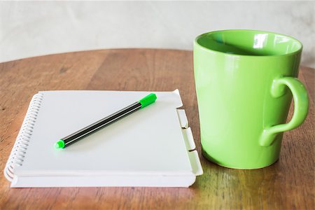 Set of work table with hot coffee, stock photo Stockbilder - Microstock & Abonnement, Bildnummer: 400-07820946