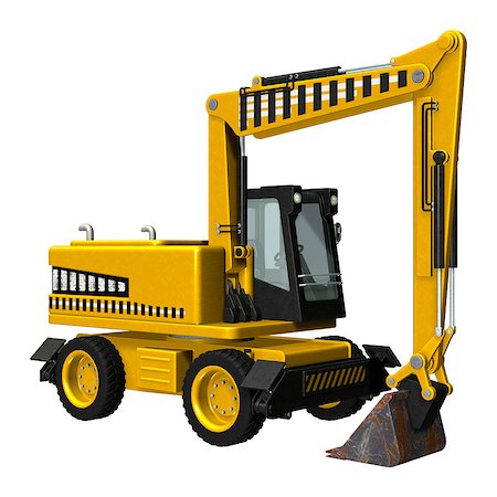 3D digital render of a wheel excavator isolated on white background Stock Photo - Budget Royalty-Free & Subscription, Code: 400-07821394