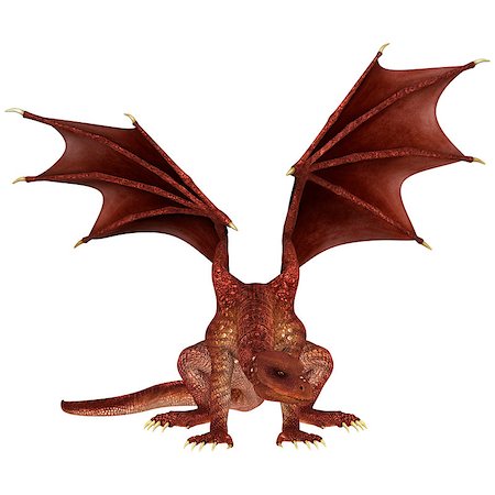 3D digital render of a red fantasy dragon isolated on white background Stock Photo - Budget Royalty-Free & Subscription, Code: 400-07821391