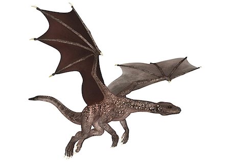 3D digital render of a soaring fantasy dragon isolated on white background Stock Photo - Budget Royalty-Free & Subscription, Code: 400-07821393