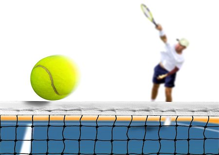 simsearch:400-06061549,k - Tennis Ball Serve over The Net Photographie de stock - Aubaine LD & Abonnement, Code: 400-07821441