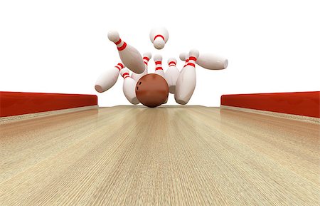 simsearch:400-05163136,k - Perfect Bowling Strike - 3d illustration Stockbilder - Microstock & Abonnement, Bildnummer: 400-07821545