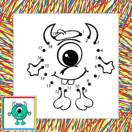 simsearch:400-08557267,k - Funny vector alien (third). Dot to dot Stock Photo - Budget Royalty-Free & Subscription, Code: 400-07821684
