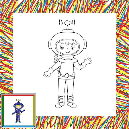 simsearch:400-07934066,k - Funny vector astronaut. Coloring book Foto de stock - Royalty-Free Super Valor e Assinatura, Número: 400-07821689