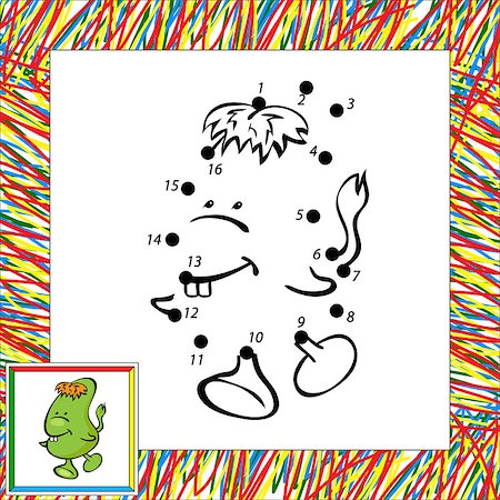 simsearch:400-08557267,k - Funny vector alien (second). Dot to dot Stock Photo - Budget Royalty-Free & Subscription, Code: 400-07821682