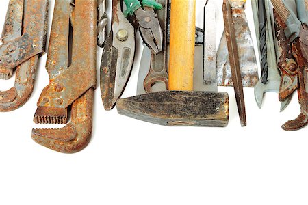 rusty tools - Different used tools on white background Stock Photo - Budget Royalty-Free & Subscription, Code: 400-07821980