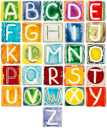 simsearch:400-08254437,k - Big size colorful handmade ceramic alphabet isolated on white Stock Photo - Budget Royalty-Free & Subscription, Code: 400-07822312