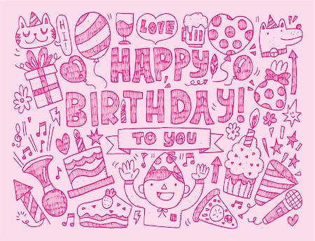 Doodle Birthday party background Stock Photo - Budget Royalty-Free & Subscription, Code: 400-07822551