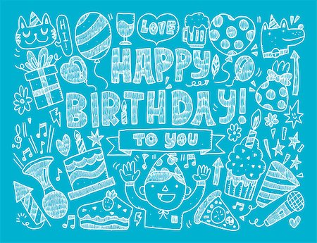 simsearch:400-07290680,k - Doodle Birthday party background Stock Photo - Budget Royalty-Free & Subscription, Code: 400-07822552