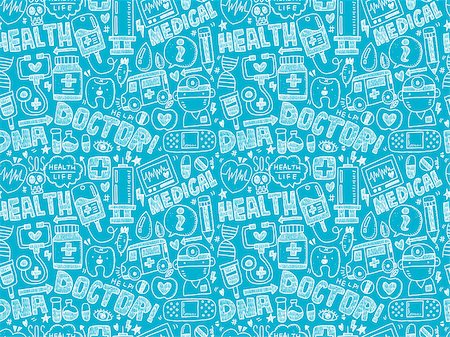 seamless doodle medical pattern Stock Photo - Budget Royalty-Free & Subscription, Code: 400-07822563