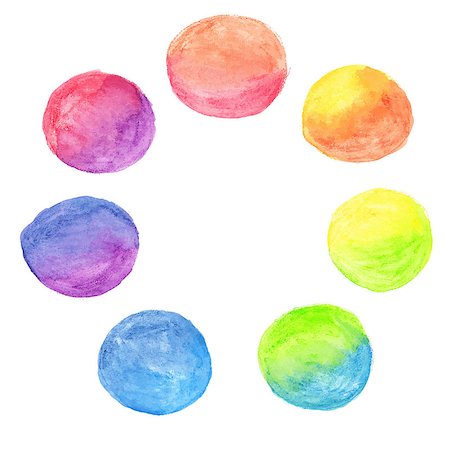 Vector set of rainbow watercolor circles. Also available as a Vector in Adobe illustrator EPS format, compressed in a zip file. The vector version be scaled to any size without loss of quality. Photographie de stock - Aubaine LD & Abonnement, Code: 400-07822577