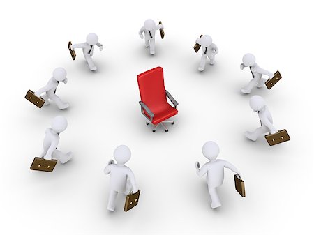 simsearch:400-05920330,k - 3d businessmen are running towards an empty chair Stock Photo - Budget Royalty-Free & Subscription, Code: 400-07822809