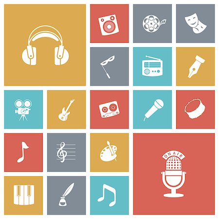 Flat design icons for music and sound. Vector illustration. Stock Photo - Budget Royalty-Free & Subscription, Code: 400-07822905