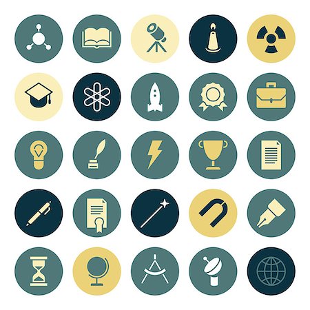 Flat design icons for education and science. Vector illustration. Stock Photo - Budget Royalty-Free & Subscription, Code: 400-07822901