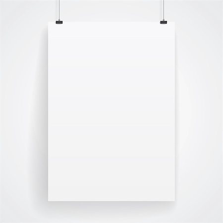 poster background - Blank paper poster on white wall. Vector eps-10. Foto de stock - Super Valor sin royalties y Suscripción, Código: 400-07822919