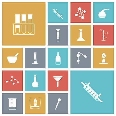 funnel - Flat design icons for chemistry lab. Vector illustration. Stock Photo - Budget Royalty-Free & Subscription, Code: 400-07822913