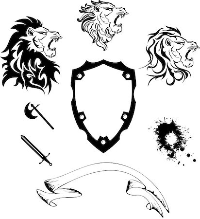 simsearch:400-06691827,k - heraldic lion head coat of arms tattoo set in vector format very easy to edit Stock Photo - Budget Royalty-Free & Subscription, Code: 400-07823094